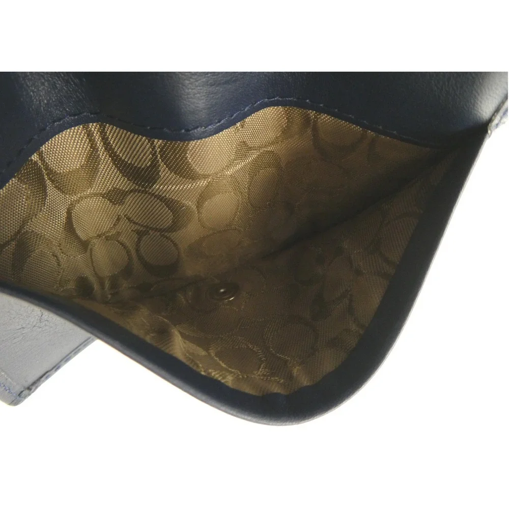 Coach Navy Leatherware Small Bifold Keychain Wallet